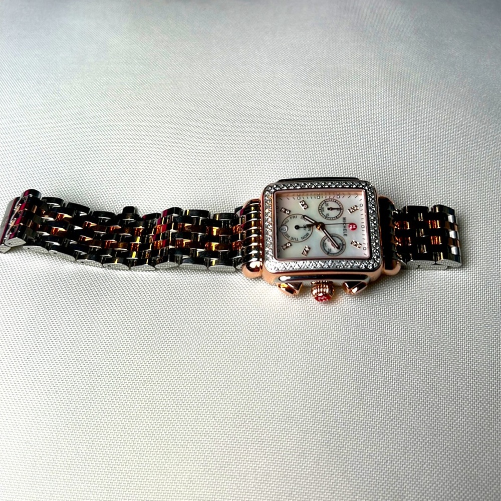 MICHELE DECO SIGNATURE DIAMOND TWO-TONE WOMEN'S FASHION WATCH - Picture 5 of 7